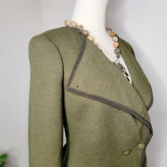 Talbot's Olive Green Knit Double-Breasted Blazer - Picture 2 of 6